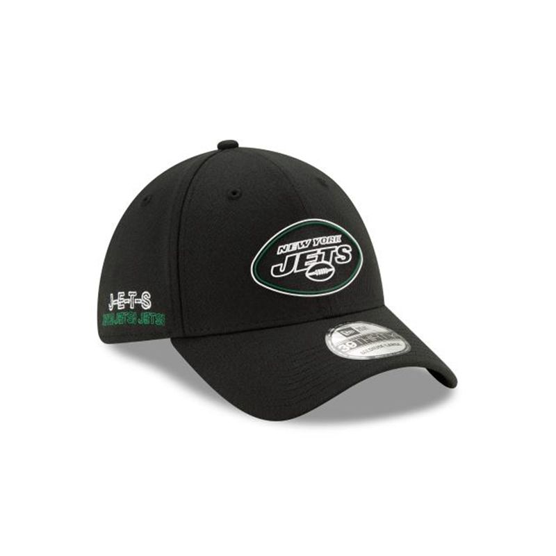 NFL New York Jets Official Draft 39Thirty Stretch Fit (TMU7181) - Black New Era Caps